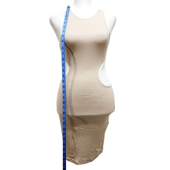 NauLon Womens Open Back Bodycon Dress Cut Out Waist Ribbed Ankle Length Size M - Picture 5 of 13